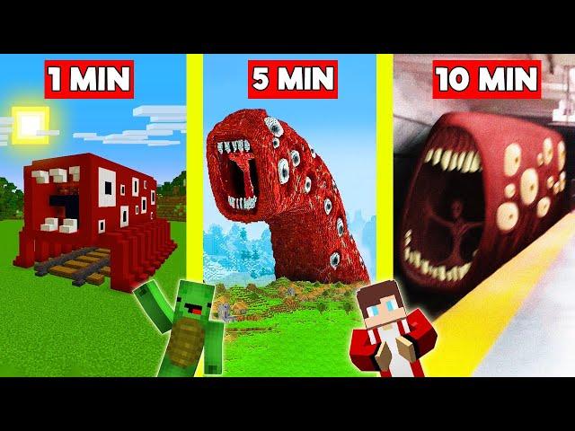 TRAIN EATER Buikd Battle In Minecraft - NOOB VS PRO CHALLENGE - Maizen Mizen Mazien Parody