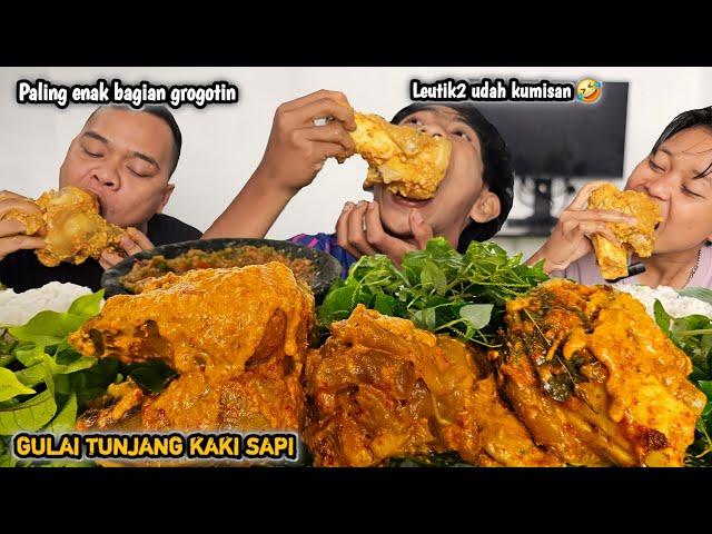 Gigi kuat matahari bersinar ! Mukbang GULAI TUNJANG KAKI SAPI + sirih cina + sambel, gogot aja men