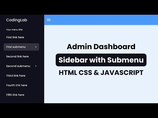 Sidebar Menu in HTML CSS & JavaScript | Sidebar Dropdown Menu | Dashboard Sidebar