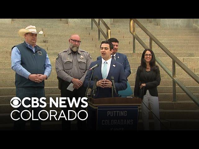 Republicans met with protesters as they hold press conference in Colorado about budget bill