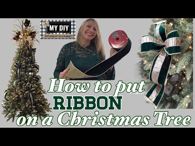 HOW TO PUT RIBBON ON CHRISTMAS TREE | ELEGANT CHRISTMAS TREE | EASY RIBBON TUTORIAL | EMERALD GREEN