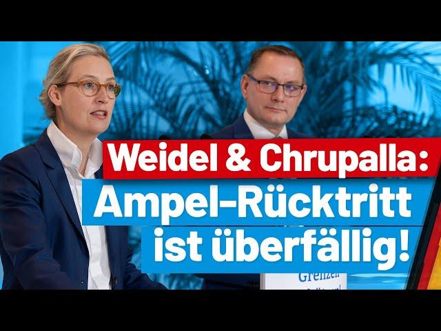 Pressekonferenz der AfD-Vorsitzenden Alice Weidel und Tino Chrupalla - AfD-Fraktions-TV! 