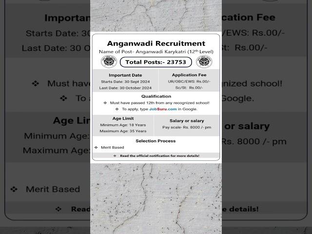 Anganwadi Recruitment 2024 | UP Anganwadi Recruitment 2024 | Anganwadi Vacancy 2024