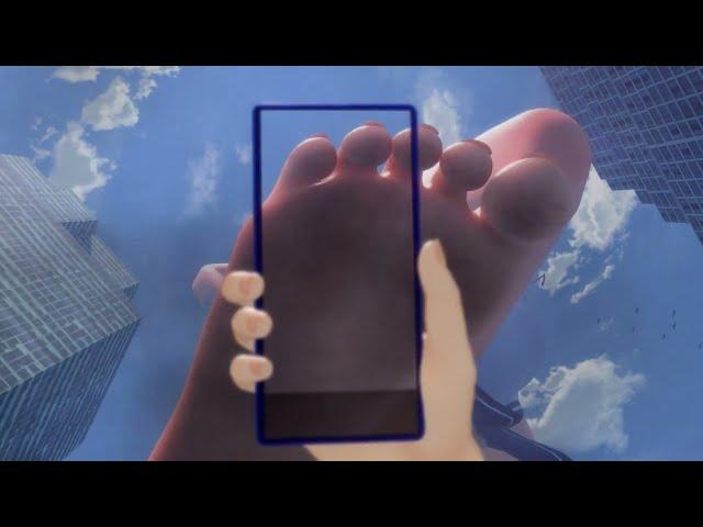 Giantess Sora (barefoot) 100x → 10,000x city overrun