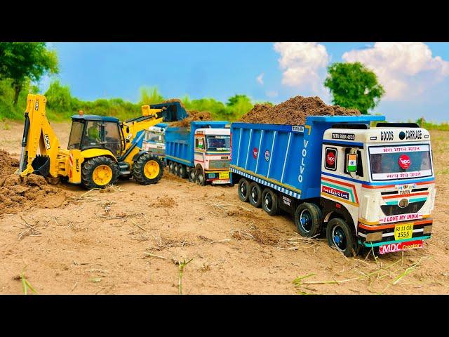 Jcb 5cx loading mud in dumper truck and tata tipper truck | jcb cartoon | truck