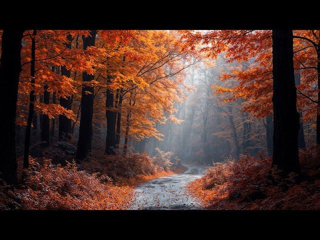 Enchanting Autumn Nature Scenes with Soothing Music  4K Relaxing Fall Ambience ~ Music Therapy