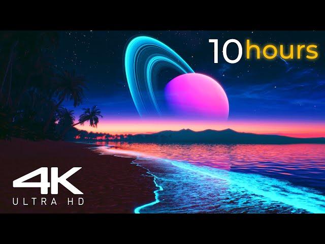 10 Hours Loop - Bioluminescent Beach, Screensaver, Live Wallpaper - 4K Ultra HD