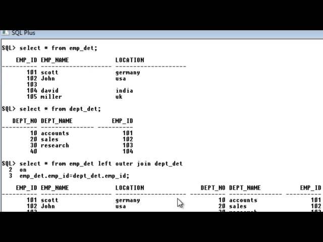 SQL: Joins (left/right / full outer joins)