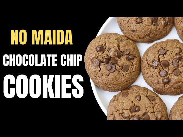 Healthy Khapli Wheat Chocolate Chip Cookies - No Maida - Low Gluten Easy Recipe for Healthy Cookies