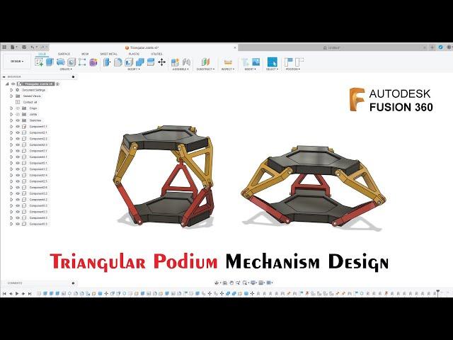 How to Design Triangular Podium Mechanism in Autodesk Fusion 360 | Mechanism Designing Tutorial