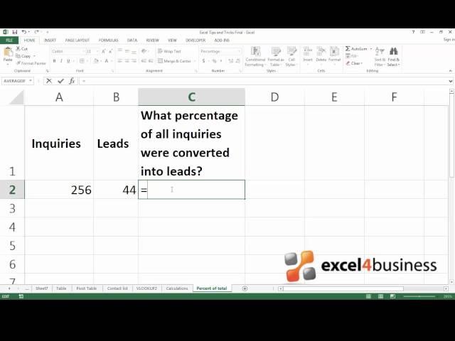 How to Calculate the Percentage of a Total in Excel