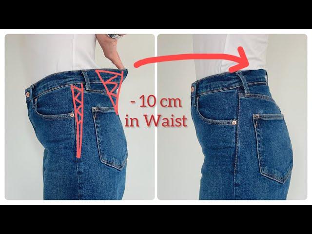 How to TAKE IN Jeans at the Waist? NO NEED Sewing Machine 