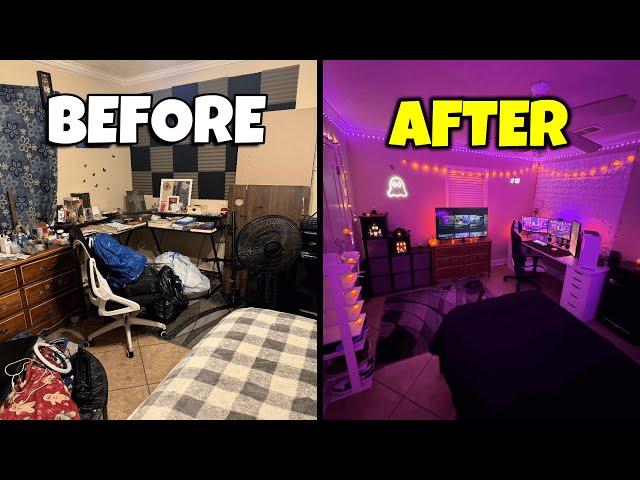 Transforming my MESSY Room Into My Dream Room!!! (Halloween Edition)