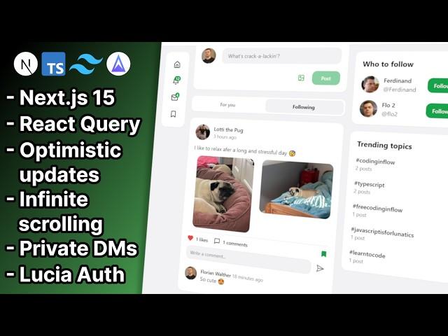 Build A Full-Stack Social Media App With Next.js 15 (React Query, Lucia Auth, TypeScript, Tailwind)