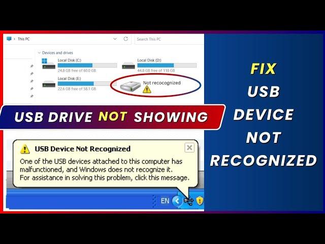 Fix USB Drive Not Showing | How to Fix USB Device Not Recognized in Windows 10 & Windows 11