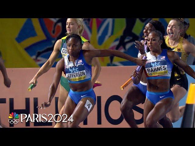 Melissa Jefferson leads USA in dominant women's 4x100m relay at World Athletics Relays | NBC Sports