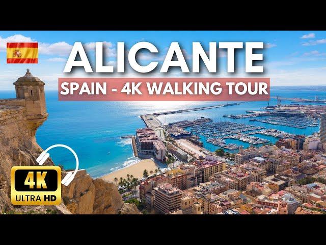 Sunny ALICANTE Walking Tourin 4K - Beach Alicante Spain - Alicante City