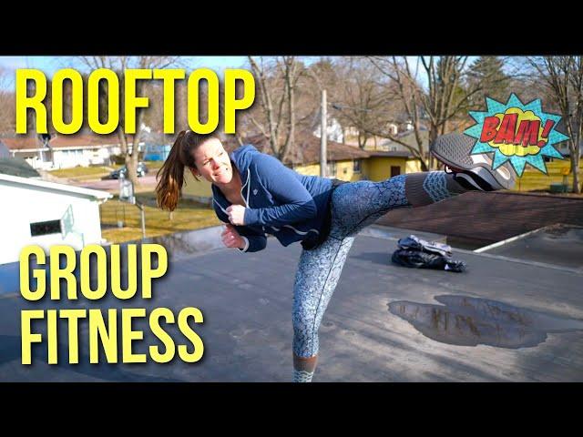 Rooftop Group Fitness for Quarantined, COVID-19 Ejercicio en Desde el Techo (Subtitled Version)