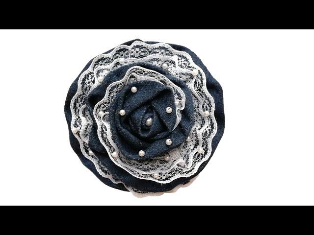 Цветок из джинсовой ткани. Мастер класс | Flower made of fabric. DIY