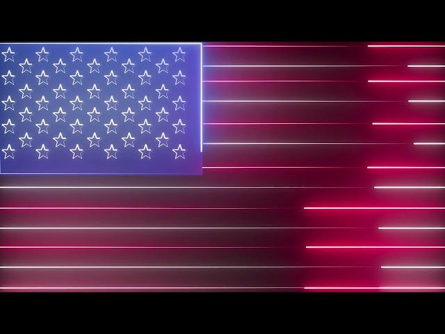 Neon Lights America Flag Loop Motion Graphics Animated Background - Free Footage