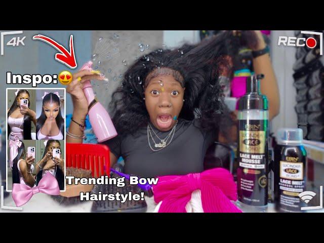 Doing a viral Bow Hairstyle on my natural nappy hair