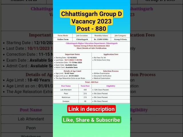 CG Higher Education Group D Vacancy 2023 || How to Apply CG Higher Education Online Form #shorts