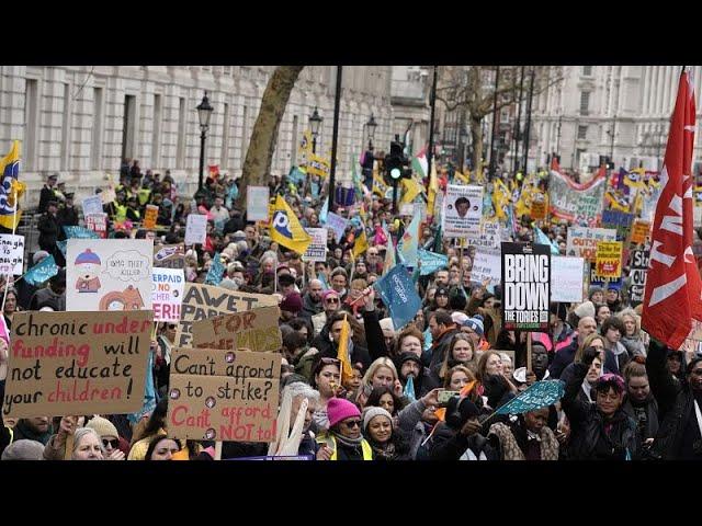 Thousands of teachers and workers protest in London in biggest walkout of a decade