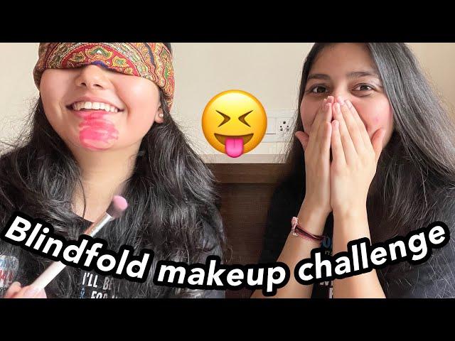 BLINDFOLD MAKEUP CHALLENGE| *hilarious| WITH BEST FRIEND| HIRAL PANCHAL