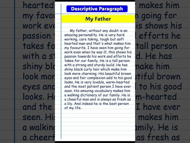 Descriptive Paragraph on Father | Creative writing | Paragraph on father #shorts