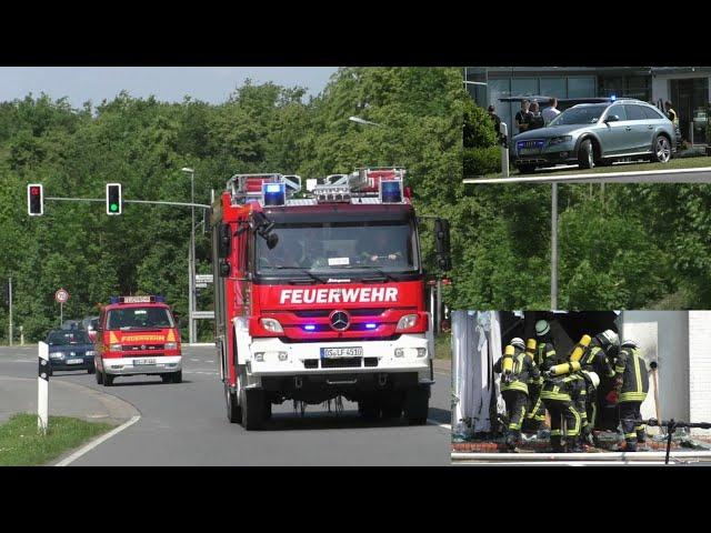 [Feuer im Autohaus] Einsatzfahrten zu Autohausbrand in Bad Essen-Rabber/ LF10 + ELW 1