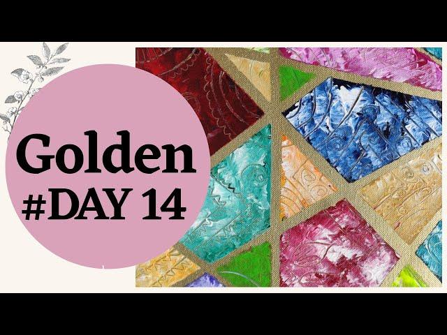 Golden stripes abstract acrylic painting | colorful | Day 14