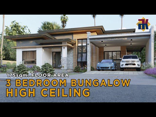 HOUSE DESIGN 3 Bedroom Bungalow with High Ceiling | 175sqm | Exterior & Interior Animation