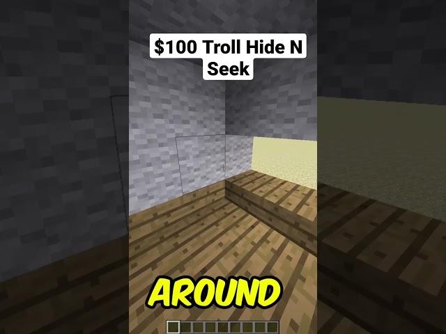 I Trolled @MuggoTV In A $100 Minecraft Troll Hide N Seek  #shorts