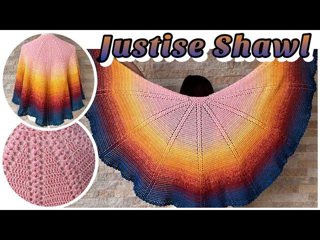 JUSTISE SHAWL - Crescent Shawl Crochet Tutorial