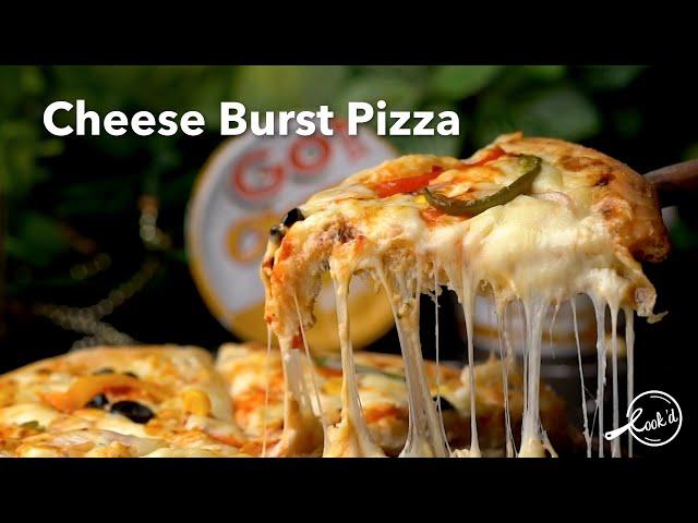 Cheese Burst Pizza Recipe | How to Make Cheese Burst Pizza | Homemade Pizza Recipe | Cookd