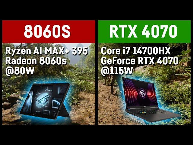 AMD Radeon 8060s vs. Nvidia RTX 4070 (Ryzen Ai Max+ 395)