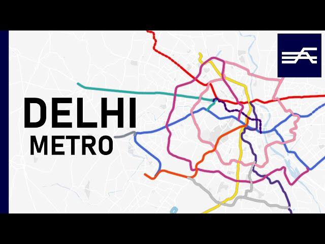 Evolution of the Delhi Metro 2002-2026 (geographic map)