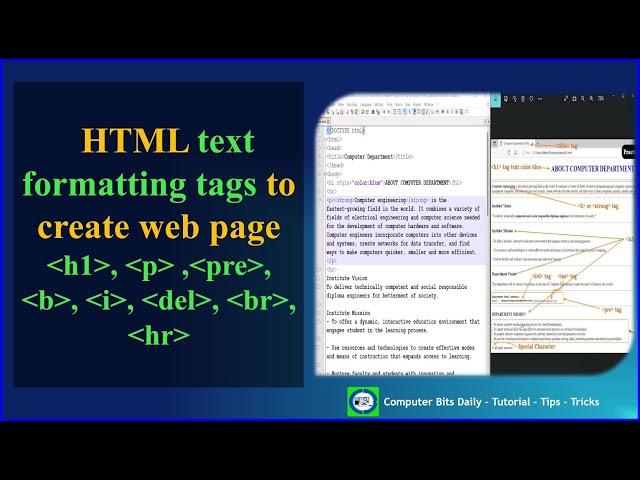 HTML text formatting tags to create web page [ Example ] | SWPD 4311603