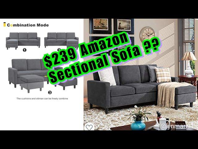 $239 Amazon Sectional Sofa, Is It worth it? | Walsunny Convertible Sectional Sofa Dark Grey