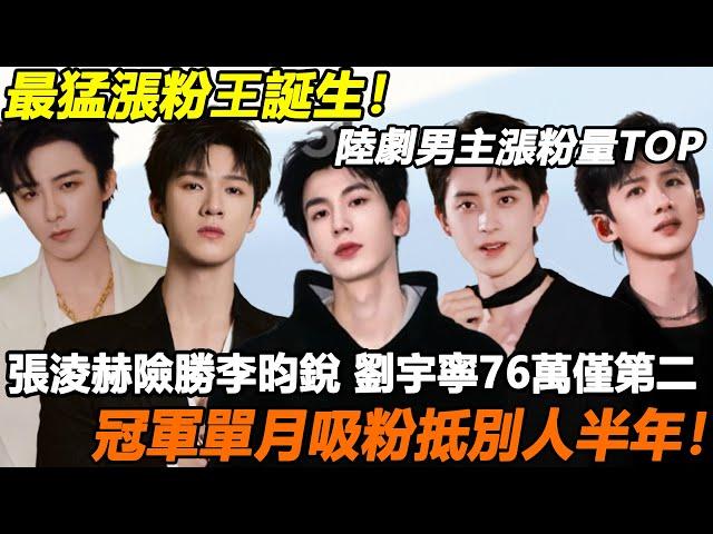 最猛漲粉王誕生！2025陸劇男主漲粉量TOP！張淩赫險勝李昀銳，白敬亭才第四，劉宇寧76萬僅第二，冠軍單月吸粉抵別人半年！#张凌赫 #刘宇宁 #白敬亭 #敖瑞鹏 #李昀锐 #李现 #王安宇 #林一