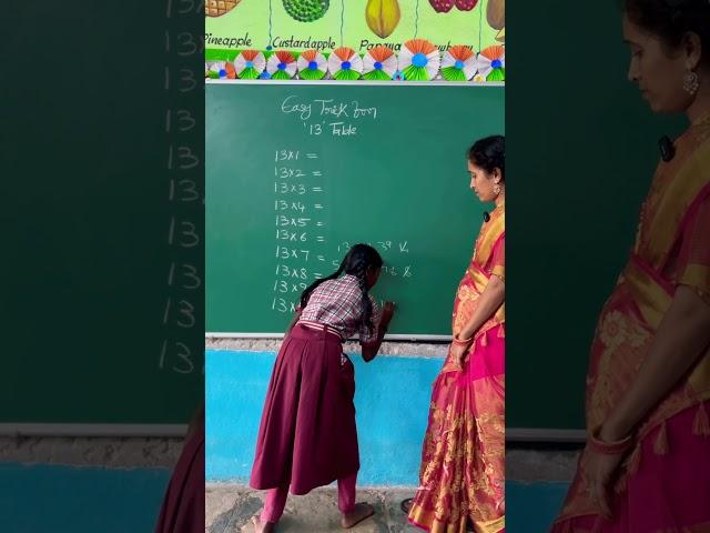 Easy trick for 13 table by Ruthwika#shortsviral #govtschool #maths #fun#table#easytrick#shortcut