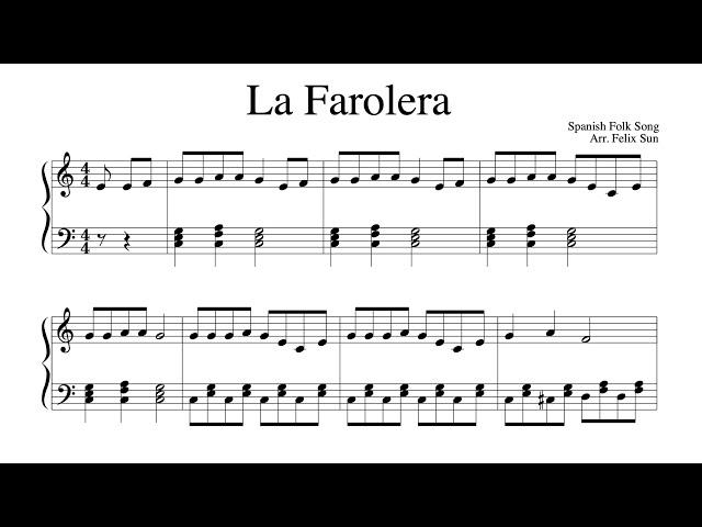 La Farolera (Traditional Children's Song) - Piano Solo - Sheet Music