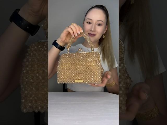 MOON bag in Champagne color with removable beaded handle#asmr #beadbag #handmade