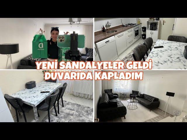 YENİ SANDALYELER GELDİPARAYA KIYDIKSİZ İSTEDİNİZ DUVARI KAPLADIKSONUÇ HARİKA OLDUYENİ MUTFAK