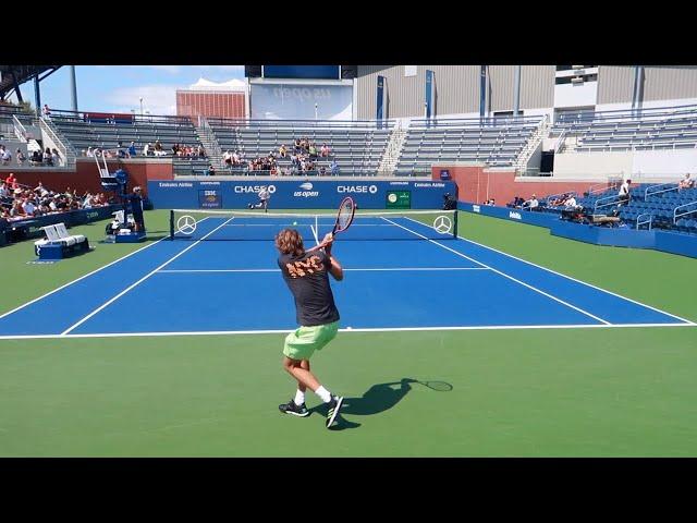 Alexander Zverev Practice Match vs Andrey Rublev Court Level View Tennis