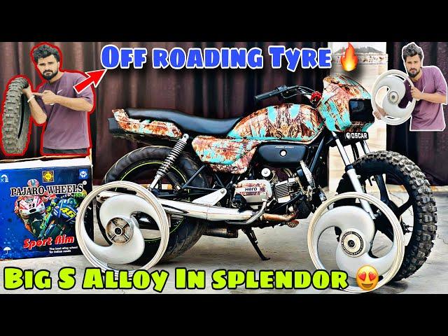 Splendor Modified|| Big S Alloy Wheels Install In Splendor Bs6 || Off Roading Tyre  Price…