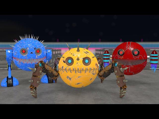 Spider Robot Monster vs Robot-Jet Pacman vs Biped Robot Pacman