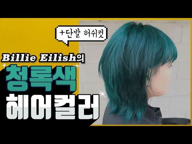 청록색 염색+단발 레이어드컷 ‍️ 빌리 아일리시 bad guy 헤어컬러 따라해보기 !! /Billie Eilish hair color