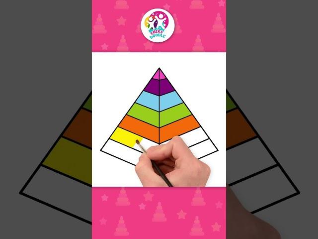 How To Draw A Rainbow Colored PYRAMID Step By Step! #shorts #drawingforkids #chikidoodle