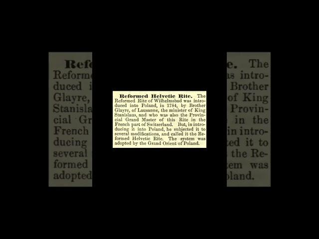 Reformed Helvetic Rite: Encyclopedia of Freemasonry By Albert G. Mackey
